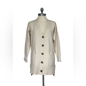 Madewell Miller Knit Cardigan Beige Oatmeal Buttons Pockets Cotton Blend Size XS